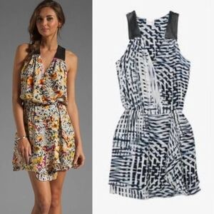 Parker Silk Stylish Women's Printed Smocked Waist Mini Wrap Dress